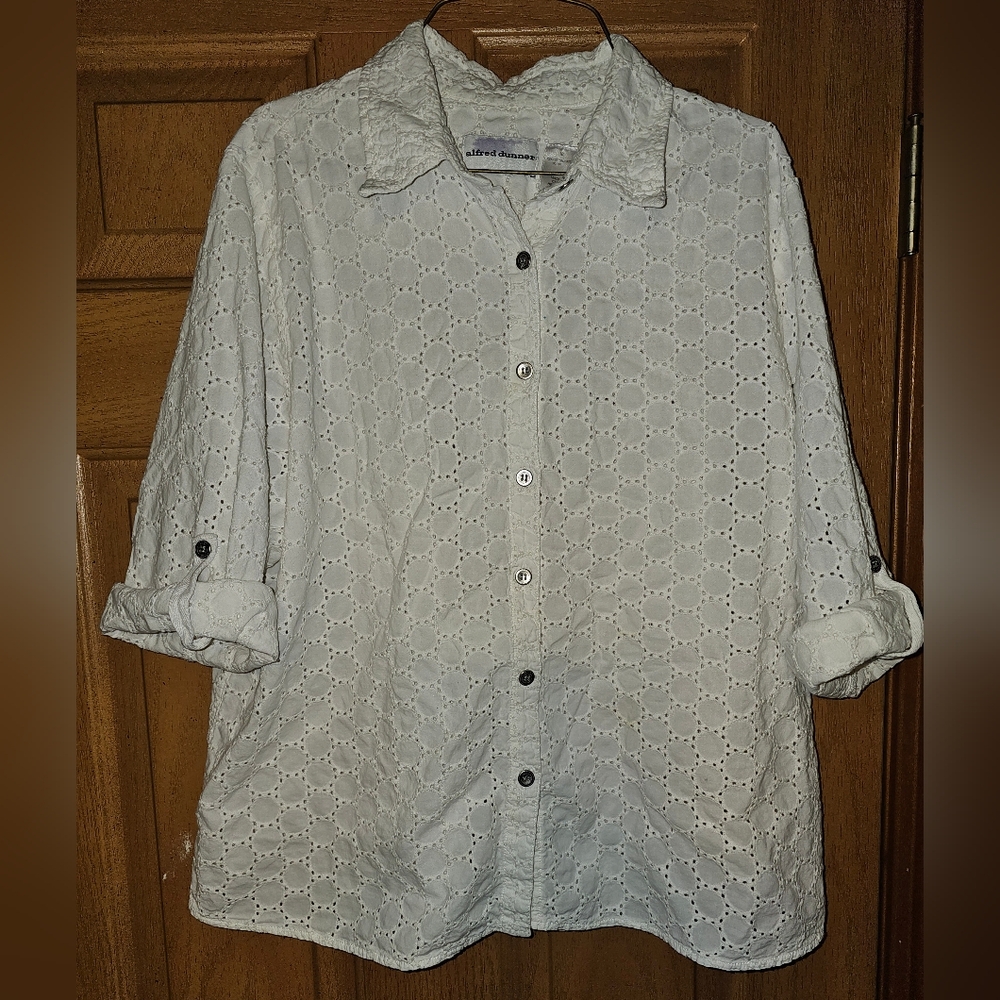Alfred Dunner Ivory Eyelet Top